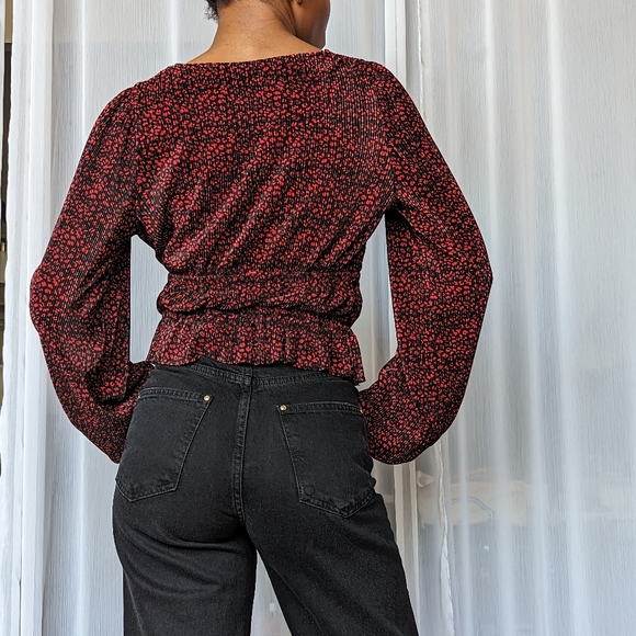 Zara Red Floral Blouse - Picture 5 of 6